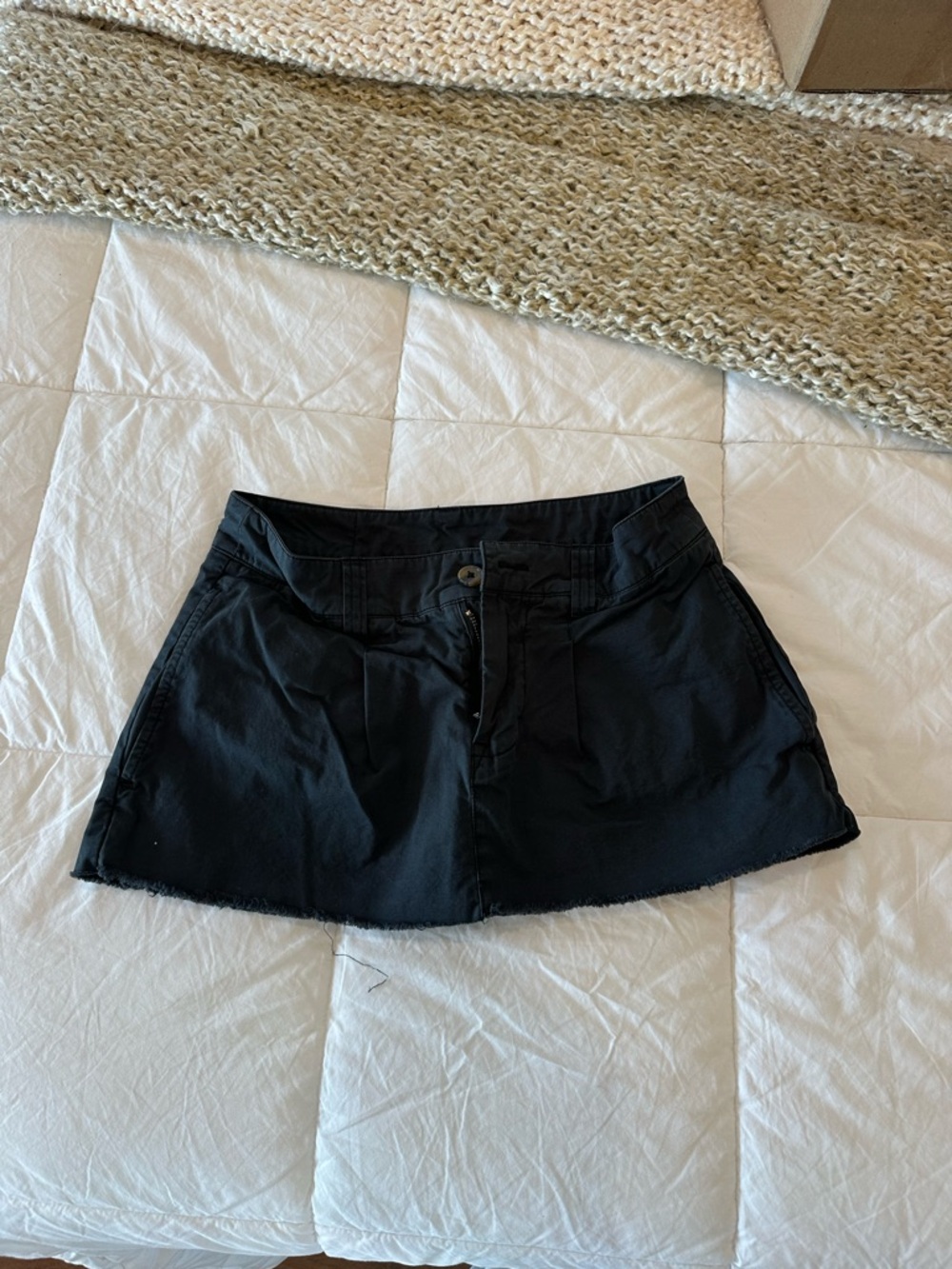 Free People Charcoal Mini Skirt with Button Trim